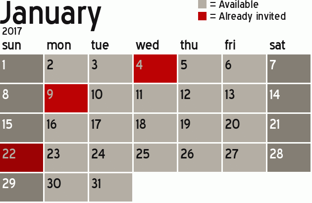 Missionary Dinner Calendar