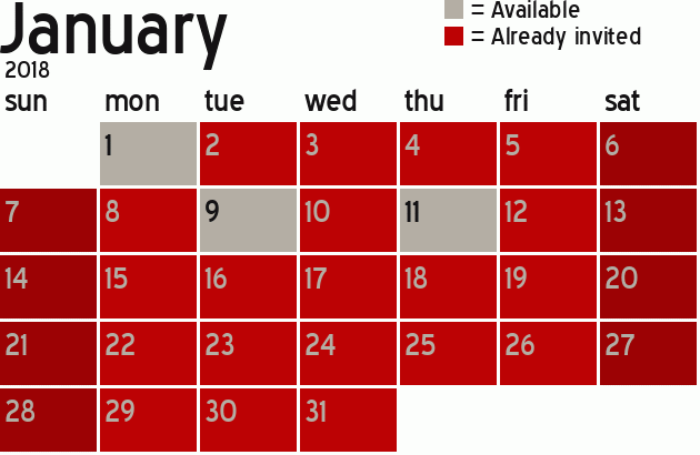 Missionary Dinner Calendar