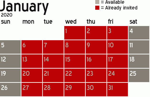Missionary Dinner Calendar