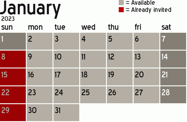 Missionary Dinner Calendar