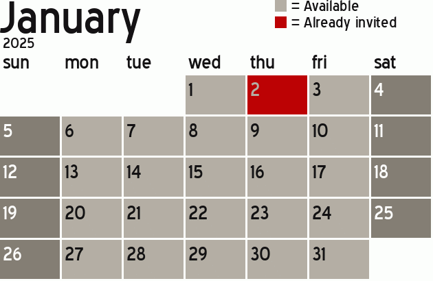 Missionary Dinner Calendar