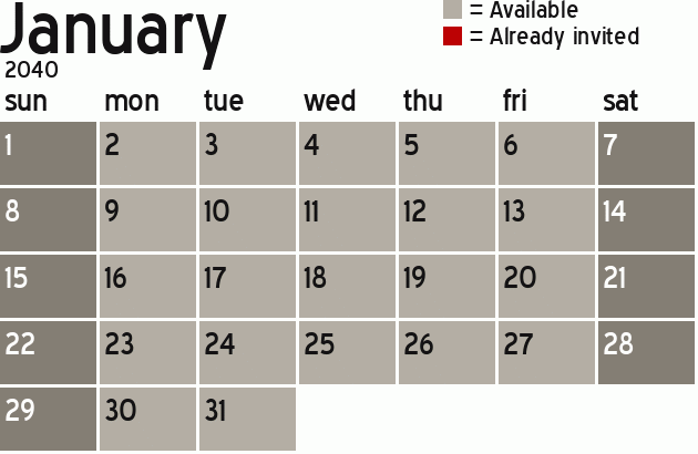 Missionary Dinner Calendar