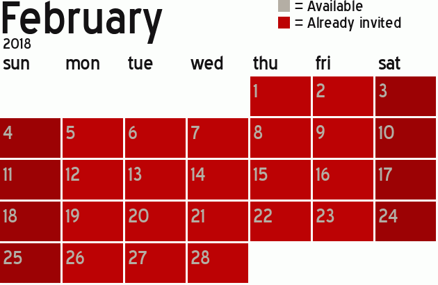 Missionary Dinner Calendar