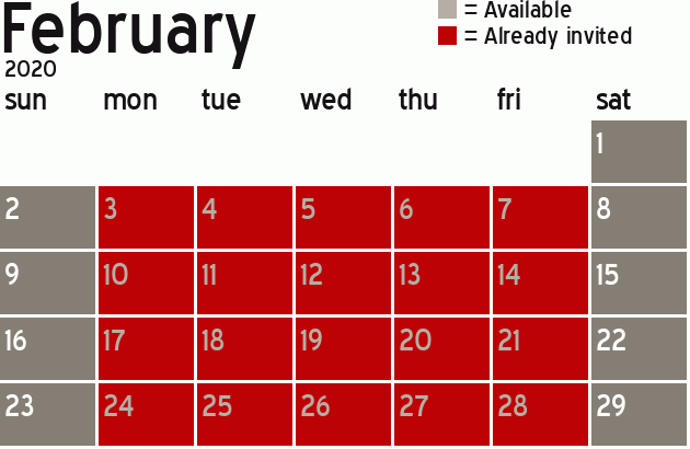 Missionary Dinner Calendar