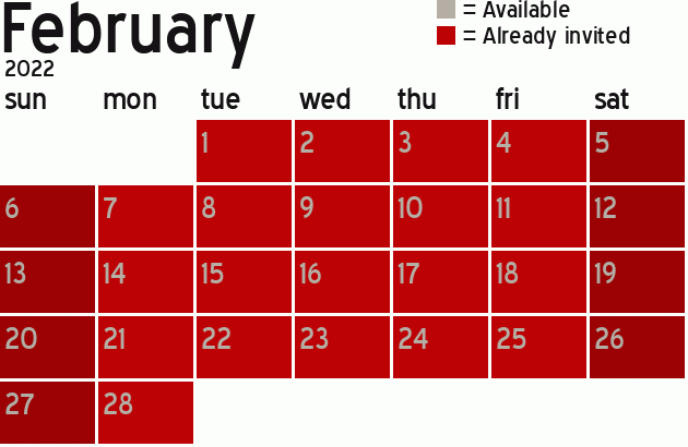 Missionary Dinner Calendar