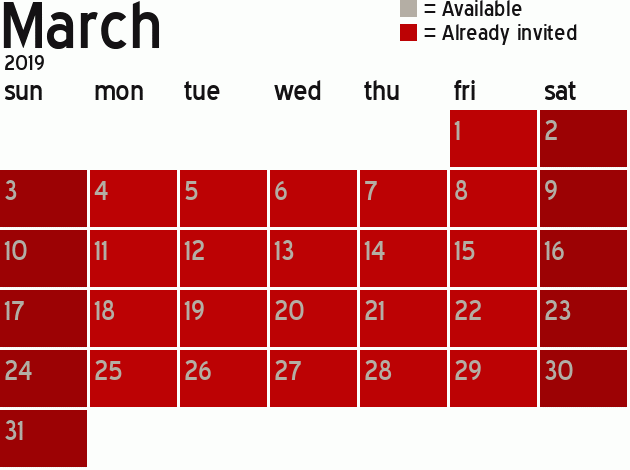 Missionary Dinner Calendar
