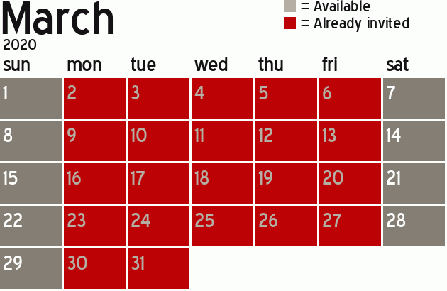 Missionary Dinner Calendar