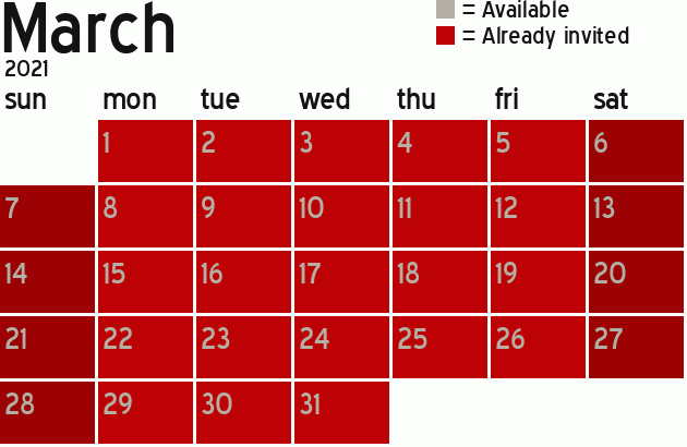 Missionary Dinner Calendar