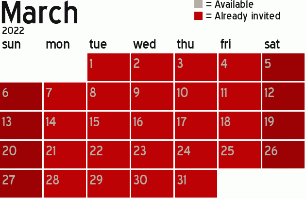 Missionary Dinner Calendar