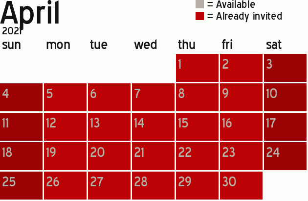 Missionary Dinner Calendar