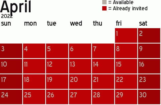 Missionary Dinner Calendar