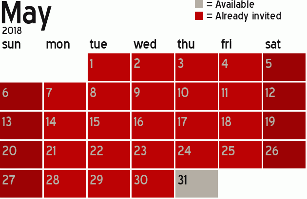 Missionary Dinner Calendar