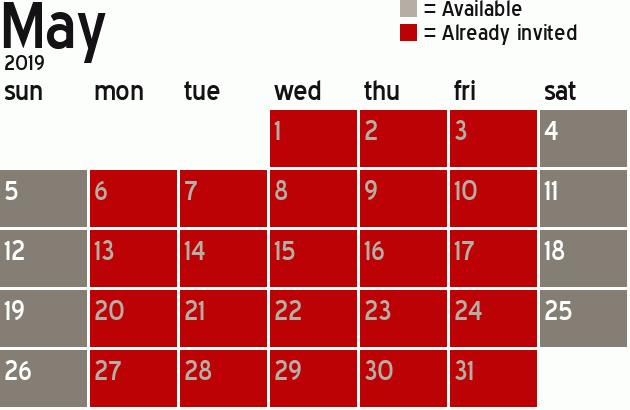 Missionary Dinner Calendar