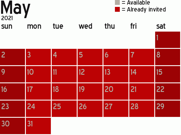 Missionary Dinner Calendar