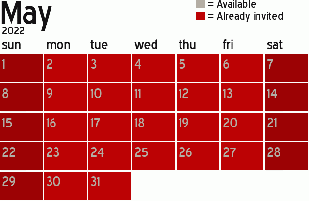 Missionary Dinner Calendar