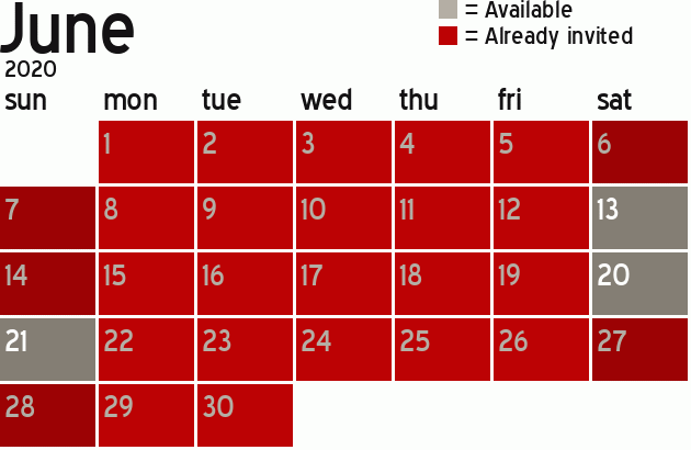 Missionary Dinner Calendar