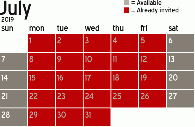 Missionary Dinner Calendar