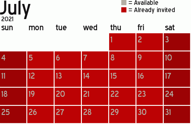 Missionary Dinner Calendar