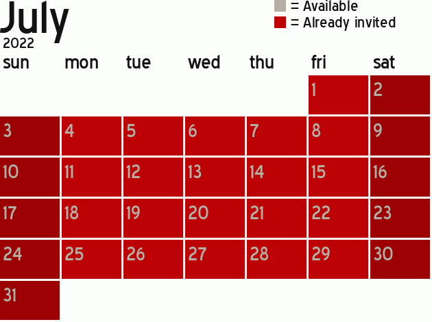 Missionary Dinner Calendar