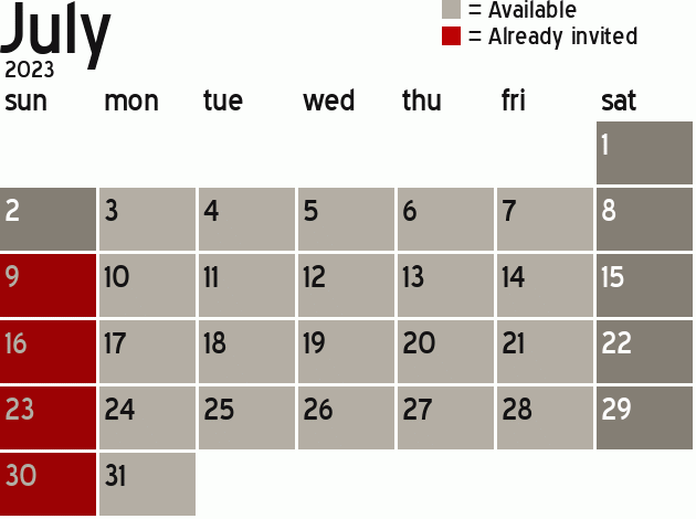 Missionary Dinner Calendar