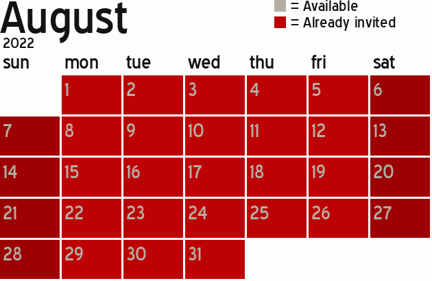 Missionary Dinner Calendar