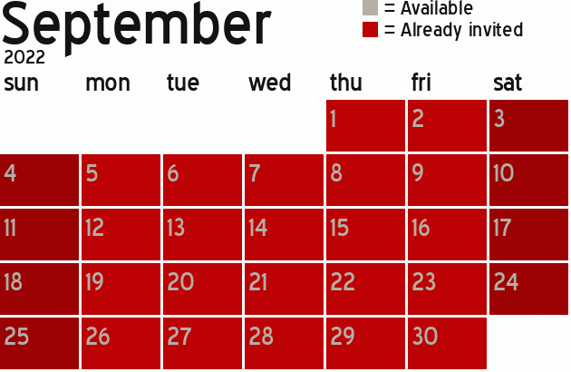 Missionary Dinner Calendar