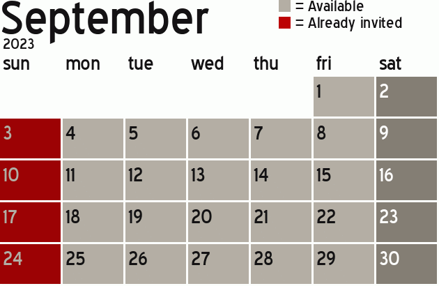 Missionary Dinner Calendar