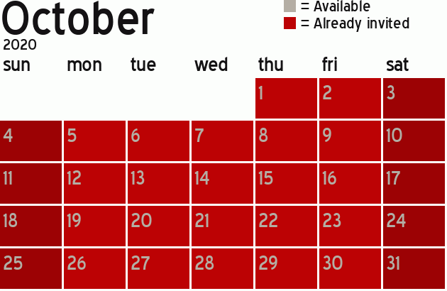 Missionary Dinner Calendar