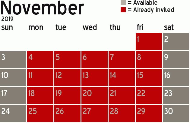 Missionary Dinner Calendar