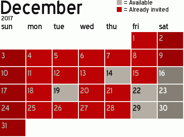 Missionary Dinner Calendar