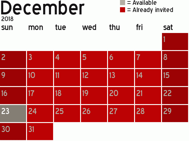 Missionary Dinner Calendar