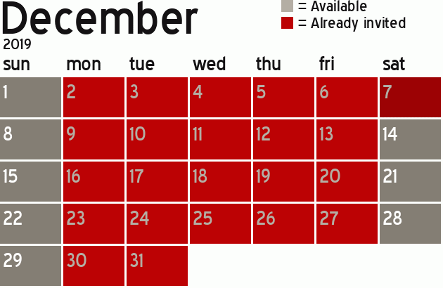 Missionary Dinner Calendar