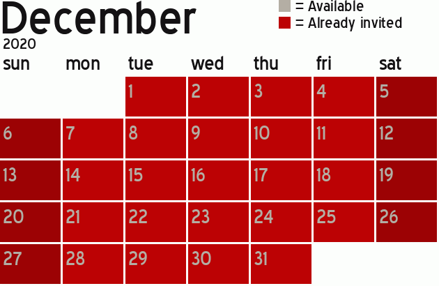 Missionary Dinner Calendar
