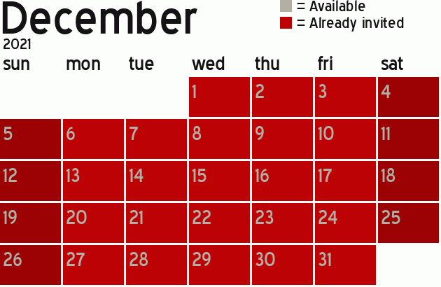 Missionary Dinner Calendar