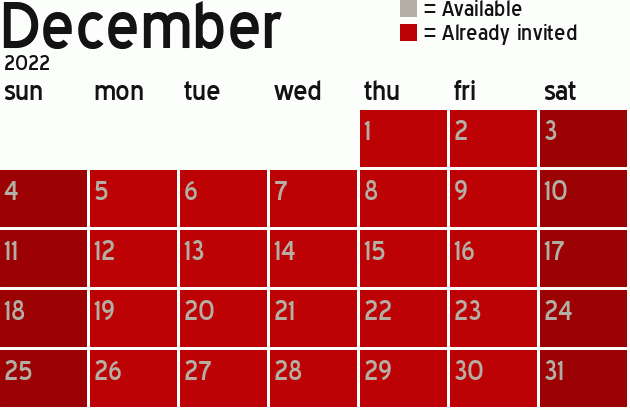 Missionary Dinner Calendar